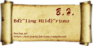 Báling Hiláriusz névjegykártya